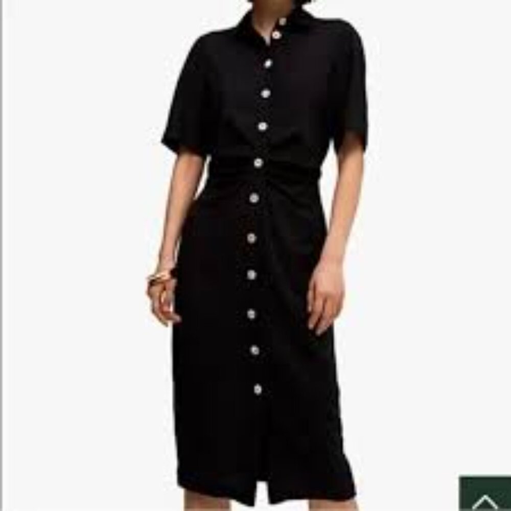 Kate Spade Black New York Ruched-Front Shirt Dress